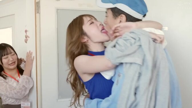 Three Japanese office babes enjoy an orgy