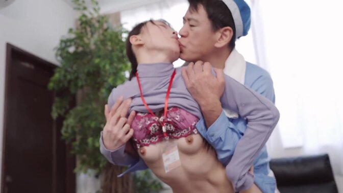 Three Japanese office babes enjoy an orgy