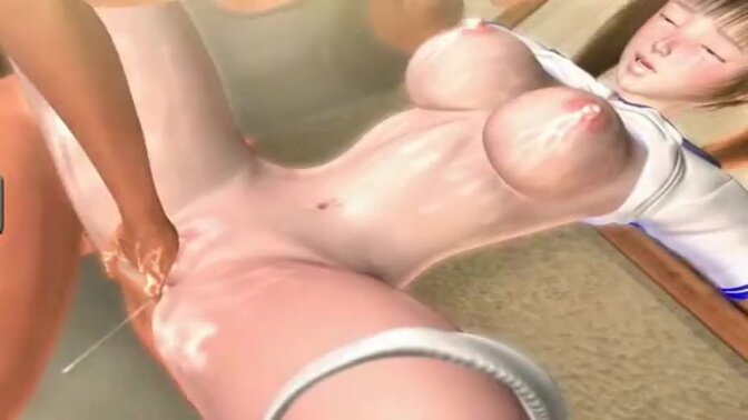 Teen college girl with huge tits gets a messy cumshot in 3D