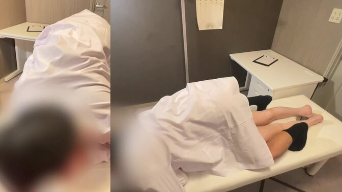 Japanese wife gets cuckolded while husband listens to milf's dirty talk