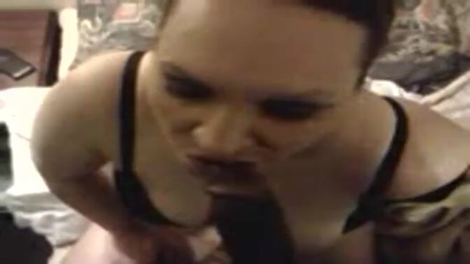 MILF gives a deepthroat blowjob in POV