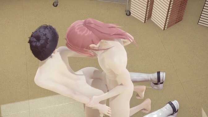 Asian librarian gives a deepthroat and fucked in the library