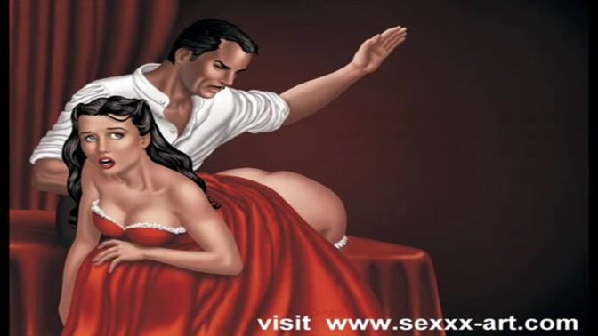 Amazonian mistress with huge breasts plays with small Animated Toons