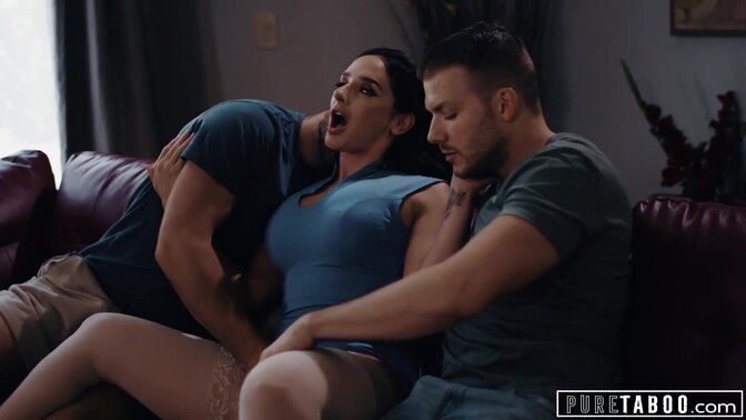 Stepson and bestie DP curvy MILF in steamy reverse cowgirl scene