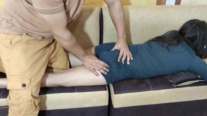 Step Father-In-Law Massages Daughter-In-Law While Husband Works