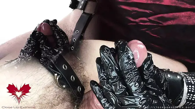 Mistress teaches special femdom technique with latex gloves