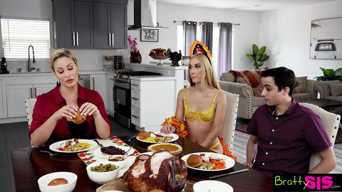 Slurpy Stepsis Stuffs Giant Cock🌭 Down Racy Turkey on Thanksgiving Frenzy