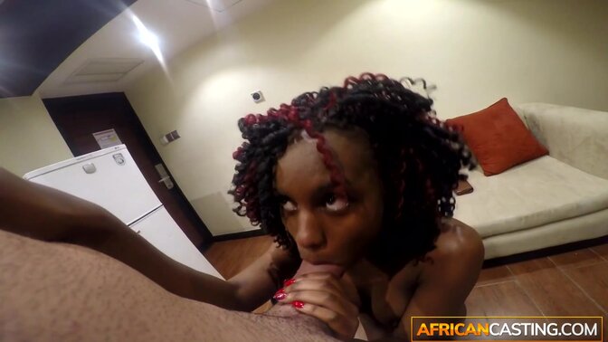 Hot ebony teen tries first porn POV fuck