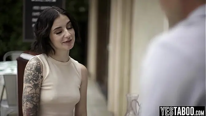 Sly big dick stud tricks and rails a petite tattooed waitress all roughly at his place