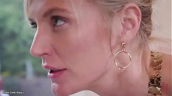 Corporate blonde Mona Wales spanks stepsister Ashley Lane in bathroom then gives her face sitting while Tommy anal fucking her with big cock