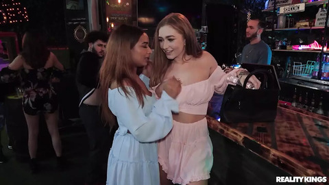 Lesbian group sex at public nightspot, rough and loud