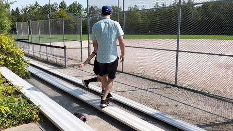 Wife's former hubby scores a home run while she gets serviced on the diamond