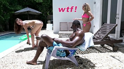 Raunchy Interracial Porn Frenzy: Aidra Fox Sucks Dick🌭 by the Pool
