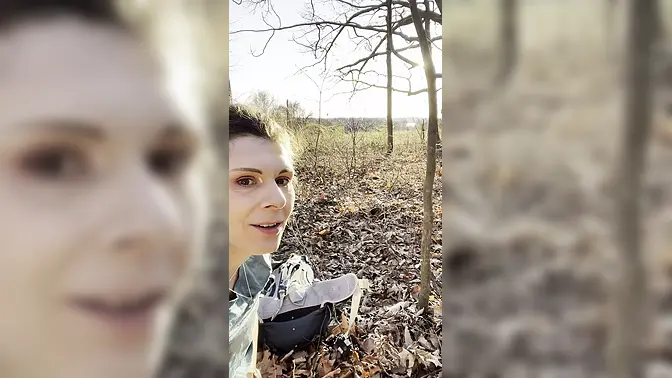 Submissive Slut Rubs Her Nice Boobs in the Sun