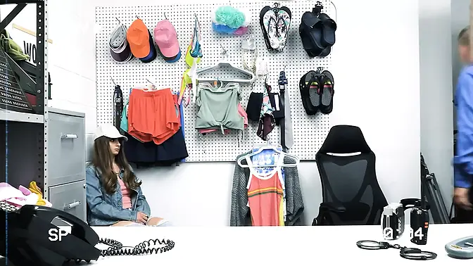 Willing Thief gets caught and stripped searched by an officer