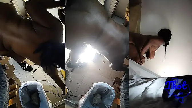 Thot in Texas - Amateur Home-Made Gloryhole African Milf Fucking and Blowing Part two