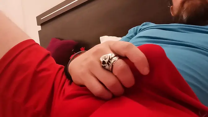 Young stud talks dirty while stroking his uncut cock