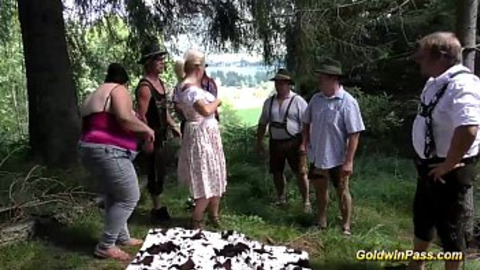 Raw goat-fucking in the woods, multiple cocks, rough anal👌 and cum-covered butts