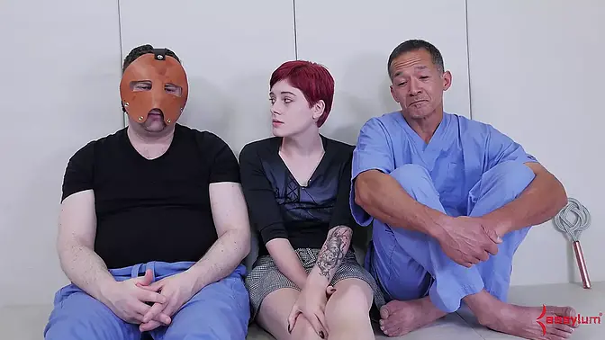 Teenie dominated by domme, swallows cum after rimming