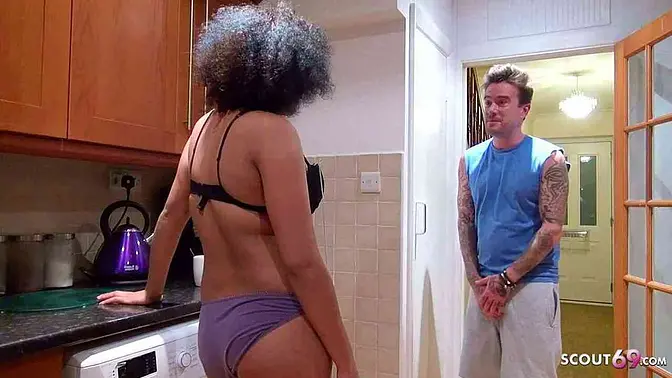 Cougar Step Mom help Son with Morning Bulge to jizz with Sex