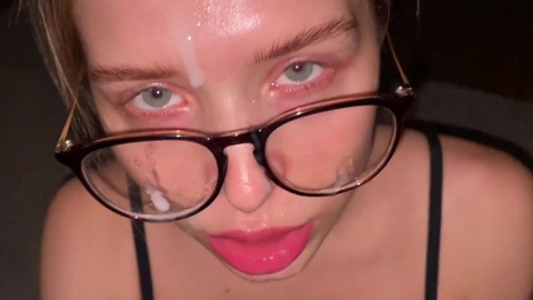Teen sweetheart blows nasty drenched cock🍆 down her eager throat