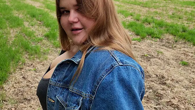 Chubby cutie with biggest natural tits gets the best blow job of her life