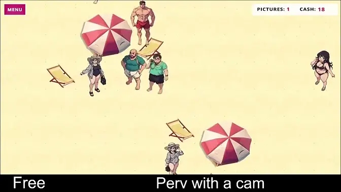 Perv cam girl in a bikini teases on the beach