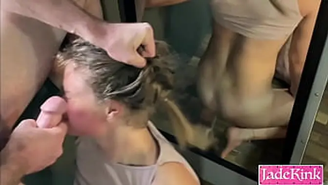 Innocent Sub Slut Gags on Massive Cock