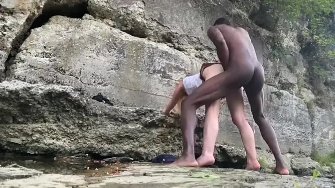 Interracial couple gets naughty on a hike