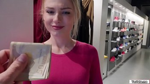 Russian sales attendant gets blown away in the boutique