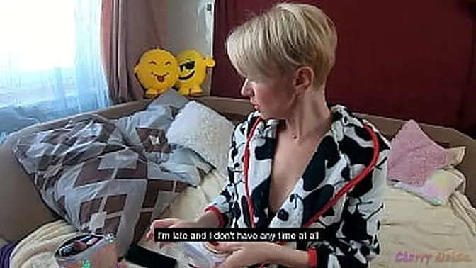 Blonde Russian MILF gets double penetration after deepthroat blowjob