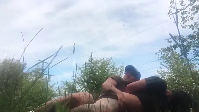 Tattooed teen brunette gets fucked hard outdoors