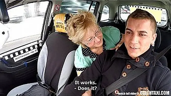 Mature Czech blonde gives hot blowjob to taxi driver
