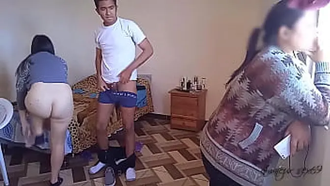 Cuckolded hubby watches as wife's friend gets fucked while on the phone