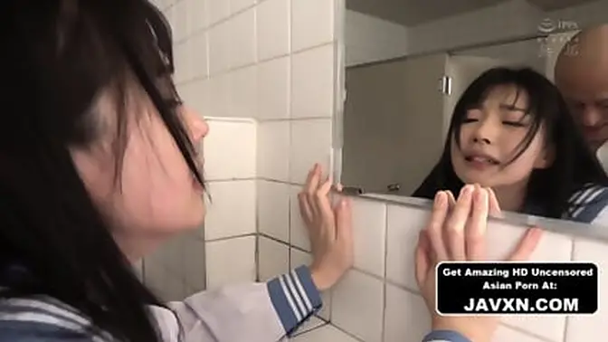 Shy Japanese teen gets fucked in the bathroom