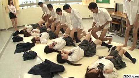 Fucking classmates gangbang virgins in mandatory Japanese sex ed, population-booming HD