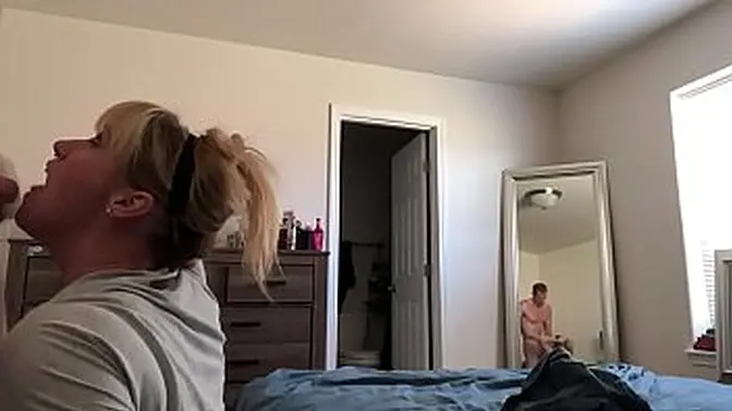 Slutty cheating wife takes huge cock deepthroat and cums