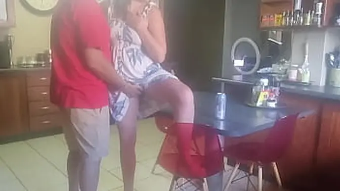 Brother-in-law's big cock fills me up in the kitchen