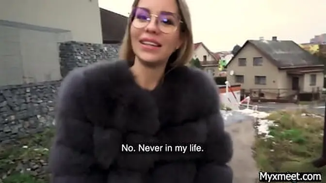 Raunchy Ukrainian cutie convinced to get down and dirty outdoors with some stranger