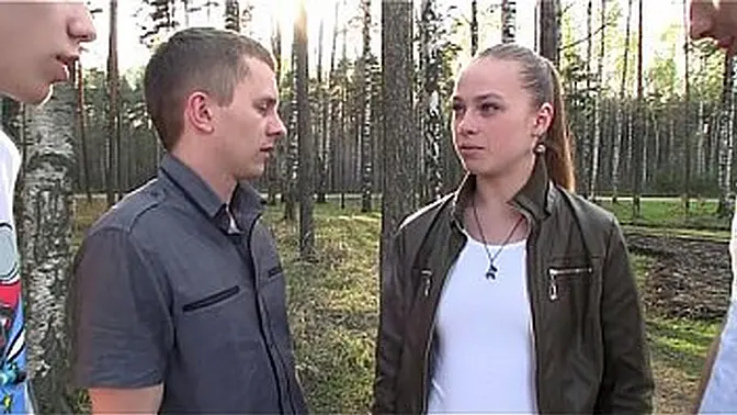 Young girl enjoys banged hard in a group sex reality show