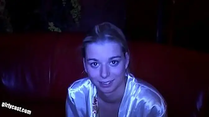 Blonde teen sucks cock at the gloryhole