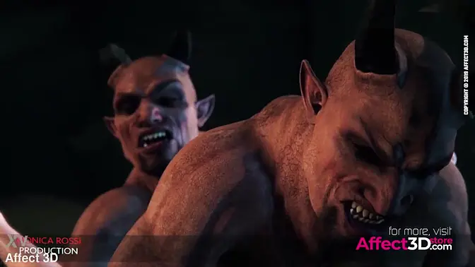 Big-titted babe gets double penetration in a 3D fantasy animation