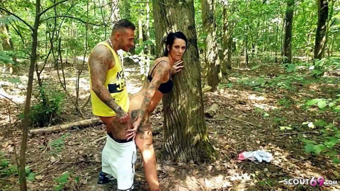 Trained German Chick gets Gangbanged by College Studs in Woods - FFM FF