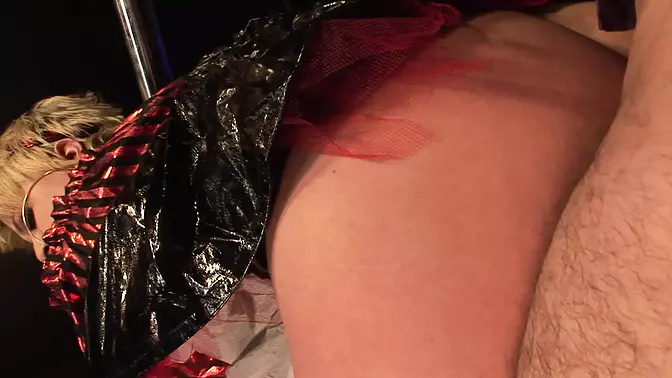 Dark goth stripper Tilly McReese licks cock clean