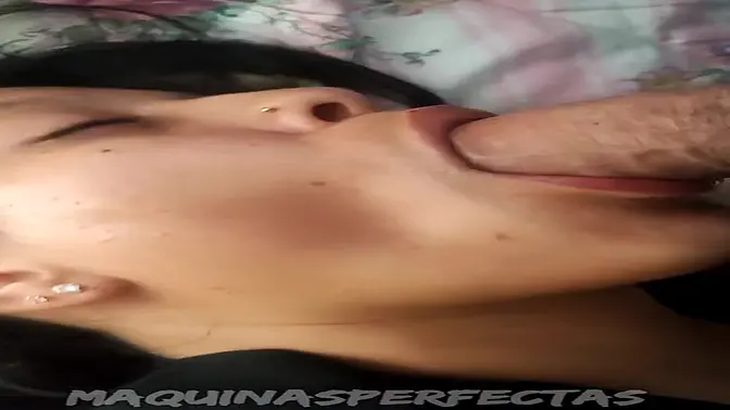 Amateur wife's mouth full of cum