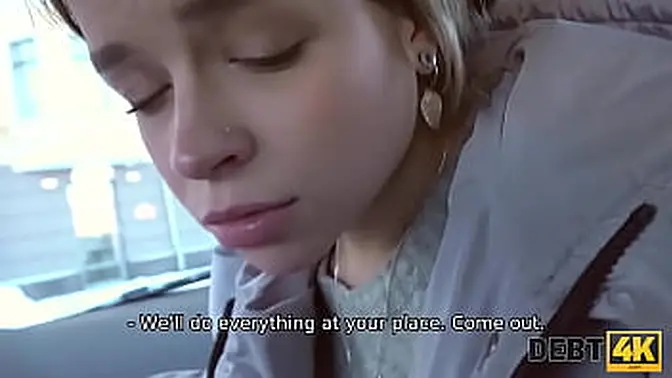 Young blonde debtor chooses rough sex over penalty