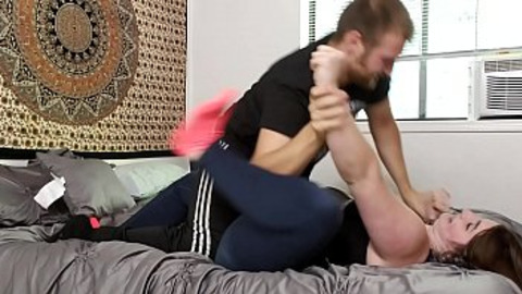 Sexy dude ravages sibling's undershirt then blasts off entire load on her curvy torso