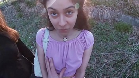 Two horny🥵 chicks, school's out, we bang hard outside, three-way, rawcum action