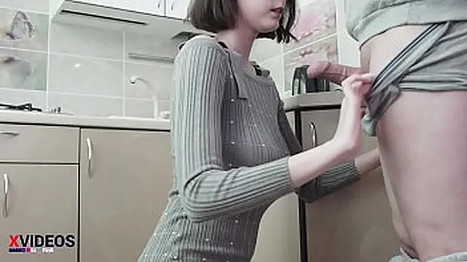 Tall, cute 18yo model sucks dick then enjoys fucked and creampied