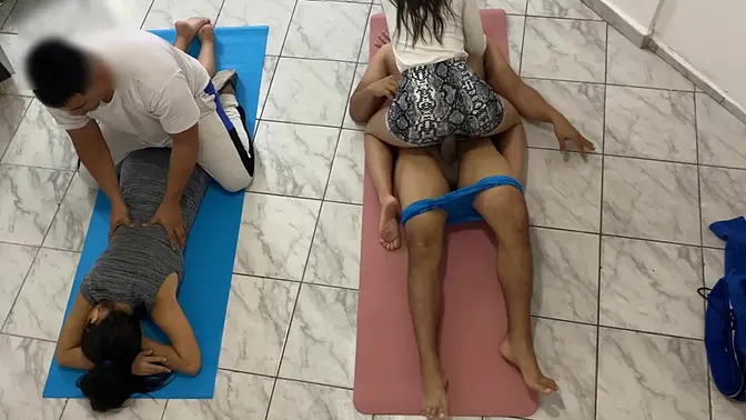 Couple massages the client asked me to ride on top of him and massage his cock next to my husband ntr